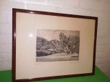 GRAVURA veche , originala , semnata de artistul danez EMIL WESTERMAN (1894 - 1935)