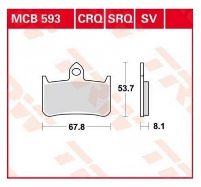 Set placute frana TRW MCB593 - Honda CB 250-900 Hornet - CBR 900 Fireblade - NSR 250 R - RVF 400-750 - NT 650 - VTR 1000 foto