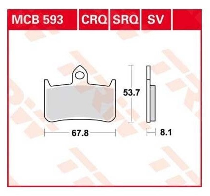 Set placute frana TRW MCB593 - Honda CB 250-900 Hornet - CBR 900 Fireblade - NSR 250 R - RVF 400-750 - NT 650 - VTR 1000