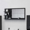 Oglinda Baie vidaXL Negru Extralucios 90x10.5x45 cm PAL cu 3 Rafturi | Oglinda de Perete pentru Articole de Toaleta
