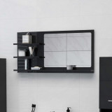 Oglinda de baie, negru extralucios , 90x10,5x45 cm, PAL GartenMobel Dekor, vidaXL