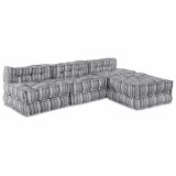 Canapea modulară pouffe pentru 4 persoane care se transformă &icirc;n canapea din țesătură gri deschis