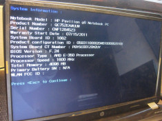 placa de baza laptop HP G6 1133eo , amd e350 1.6 ghz . ddr3 , functionala foto