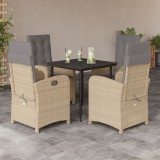 VidaXL Set mobilier pentru grădină, 5 piese, cu perne, bej, poliratan