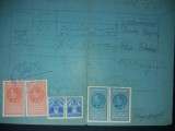 LOT 158 Document 1934 cu timbre fiscale Carol al II lea efigia in cerc,aviatie, Stampilat