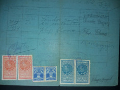 LOT 158 Document 1934 cu timbre fiscale Carol al II lea efigia in cerc,aviatie foto