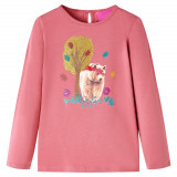 Tricou pentru copii cu m&acirc;neci lungi, roz antichizat, 140, vidaXL