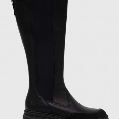 Timberland ghete de piele Everleigh Boot Tall femei, culoarea negru, cu platforma, TB0A5YMR0151