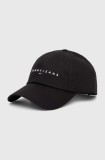 Tommy Jeans șapcă de baseball din bumbac culoarea negru, cu imprimeu, AW0AW16868