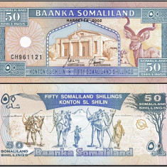 SOMALILAND █ bancnota █ 50 Shillings █ 2002 █ P-7d █ UNC █ necirculata