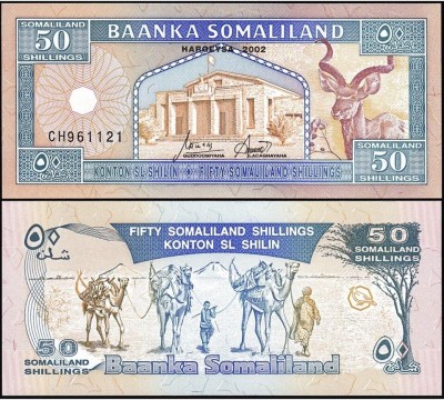 SOMALILAND █ bancnota █ 50 Shillings █ 2002 █ P-7d █ UNC █ necirculata foto