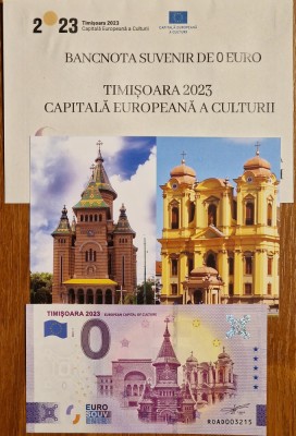 Bancnota suvenir de 0 euro Timișoara, Rom&amp;acirc;nia foto