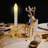 Decorațiune de Crăciun - Lum&acirc;nare cu LED-uri galbene - alb / auriu - 22 cm