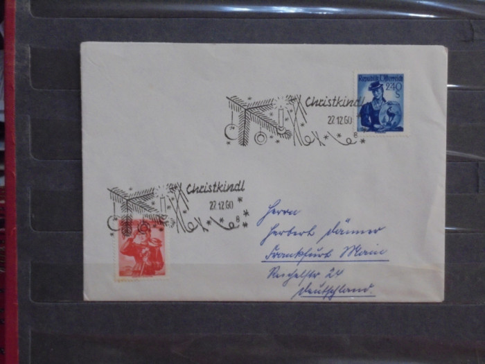 Austria - plic circulat de Craciun 1960 - stampile speciale de sarbatori -