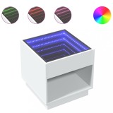 Cumpara ieftin Noptiera cu LED infinity, alb, 50x50x50 cm