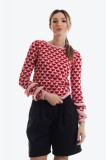 Pulover tricotat roz cu inimioare rosii, L, M, S, XL, XS, Onibon