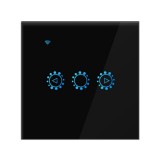 Intrerupator Smart Touch Techstar&reg;, Wireless 2.4GHz, Dimmer, Sticla Securizata, Design Modern, Iluminare LED, 1 Faza, cu NUL, Negru