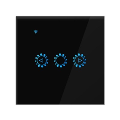Intrerupator Smart Touch Techstar&amp;reg;, Wireless 2.4GHz, Dimmer, Sticla Securizata, Design Modern, Iluminare LED, 1 Faza, cu NUL, Negru foto