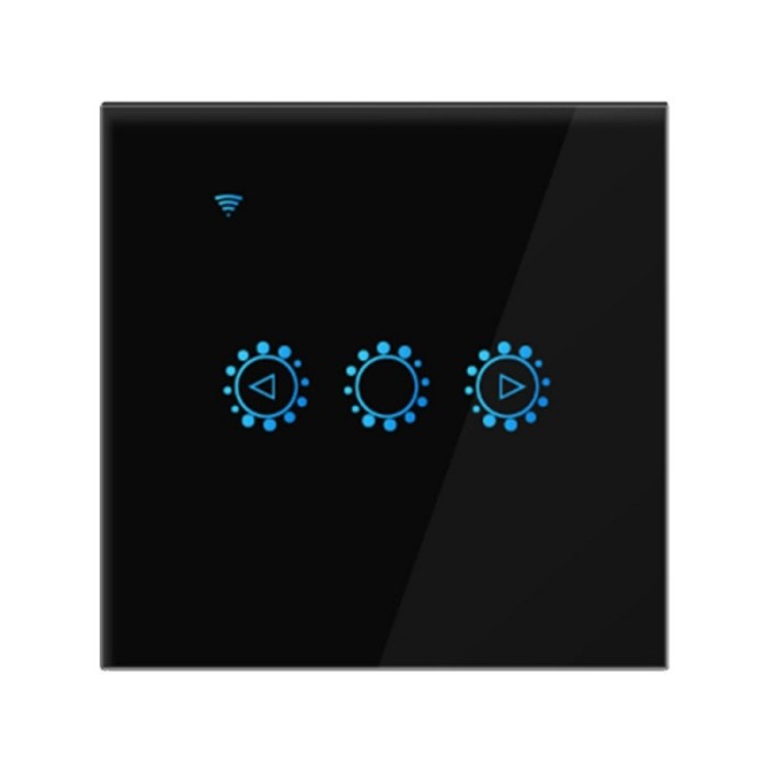 Intrerupator Smart Touch Techstar&reg;, Wireless 2.4GHz, Dimmer, Sticla Securizata, Design Modern, Iluminare LED, 1 Faza, cu NUL, Negru
