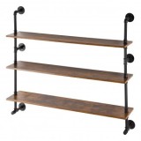 Raft metalic cu 3 x polite incluse din lemn, Vivatechnix Industrial, 1230 x 255 x 1075 mm