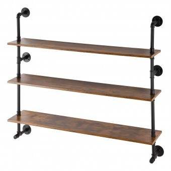 Raft metalic cu 3 x polite incluse din lemn, Vivatechnix Industrial, 1230 x 255 x 1075 mm foto