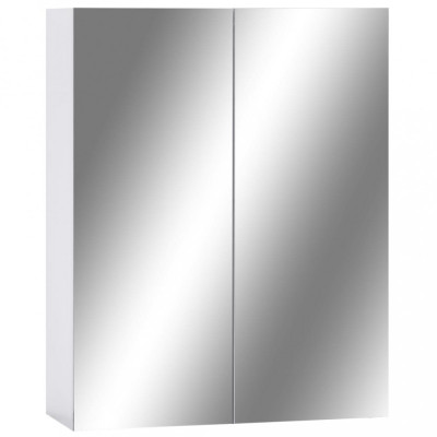 Dulap de baie cu oglindă, alb, 60x15x75 cm, MDF foto