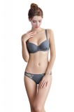 Cumpara ieftin K599-18 Set sutien si chilot cu decupaje din plasa, Cu burete, gri, 70