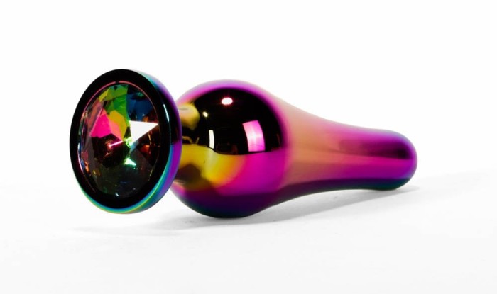 X-MEN Secret Shine Metal Butt Plug Rainbow S - Dop Anal Metalic, 9,4 cm