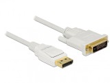 Cablu Displayport 1.2 la DVI 24+1 pini T-T pasiv alb 1m, Delock 83813