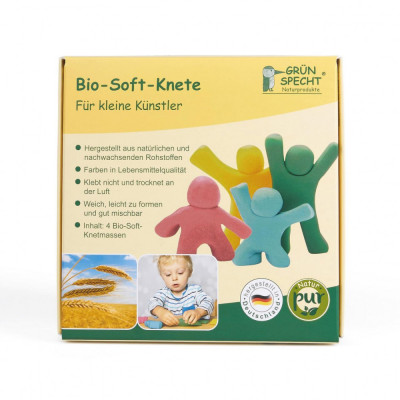 Set Plastilina organica, pentru copii, 2 ani+, la tub, 4 culori, moale, nelipicioasa, usor de modelat, Grunspecht 680-00 Children SafetyCare foto