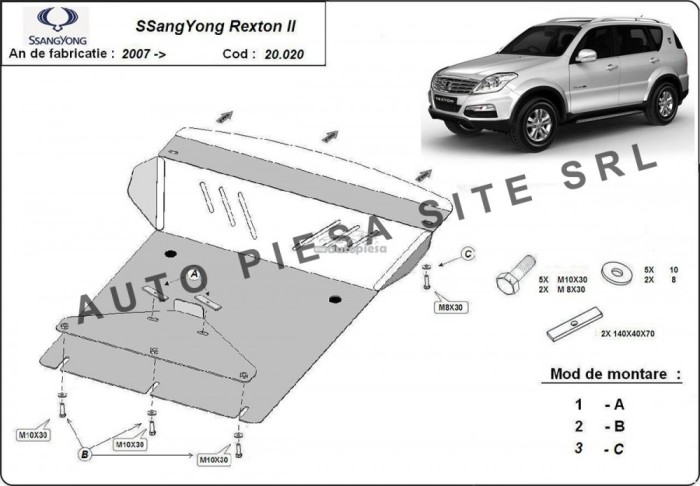 Scut metalic motor SsangYong Rexton fabricat incepand cu 2007 APS-20,020