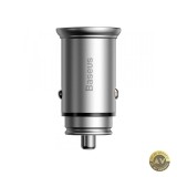 Incarcator Auto Baseus Circular Metal 30W 5A 1 x USB-A - 1 x USB-C Gri
