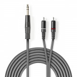 Cablu audio stereo 6.35mm tata - 2x RCA tata 1.5m, gri