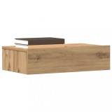 Noptiera Gossi Stejar Artizanal 60x35 cm, Lemn Prelucrat, Lumini LED RGB, Montaj pe Perete