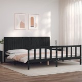 VidaXL Cadru pat cu tăblie 200x200 cm, negru, lemn masiv
