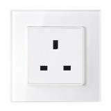 UK TYPE SOCKET 13A GLASS FRAME WHITE, Elmark