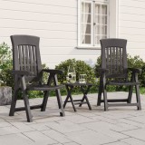 Set 2 Scaune Gradina Rabatabile vidaXL Antracit Polipropilena Reglabile Pliabile 58x61 cm