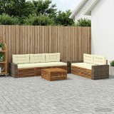 vidaXL Set de canapele de exterior 6 pcs Natural și Crem 3383038