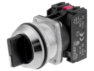 Comutator Rotativ Negru 30mm IP56 foto