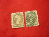 2 Timbre Canada 1870 Regina Victoria : 2C verde si 5C bronz ,stampilate, Stampilat