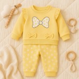 Set bluza si pantaloni fetite 100% bumbac - Yellow (Marime Disponibila: 18-24