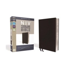 NIV, Thinline Reference Bible, Bonded Leather, Black, Red Letter Edition, Comfort Print