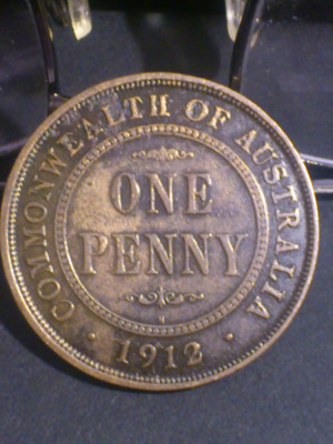 One 1 Penny 1912 Australia, stare VF+ / EF- (poze) foto