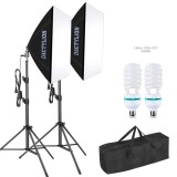 Cumpara ieftin Kit Studio Foto, Set Complet Iluminat Continuu 2 x Softbox 50x70 cm, 2 x Bec 150W 5500K, 2 x Stativ Reglabil 200 cm, Geanta de Transport inclusa