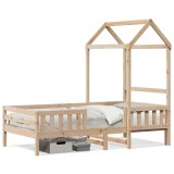 Cumpara ieftin Cadru de pat cu acoperis, 100x200 cm, lemn masiv de pin