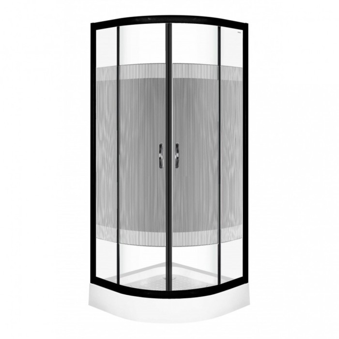 Cabină de duș curbată Xenia Duo Black 80 cu cădiță de duș