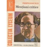 Mentiuni critice (Pagini alese)