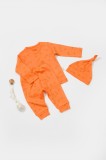 Cumpara ieftin Set 3 piese:bluza, pantaloni si caciulita Printed, BabyCosy, 50% modal+50% bumbac, Apricot (Marime: 6-9 luni)