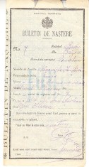 QW13 12 - 1909 - Buletin de nastere - Regatul Romaniei