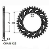 Pinion spate Yamaha YZF125R, 2008-2017, 48 dinti, pas 428, SunStar Cod Produs: MX_NEW SUNR1-2221-48ML